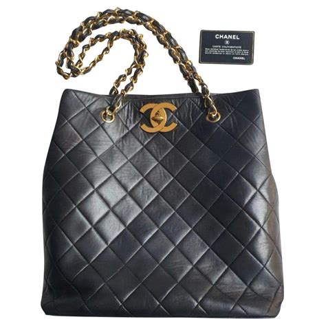 chanel soft black leather tote|authentic chanel tote bag.